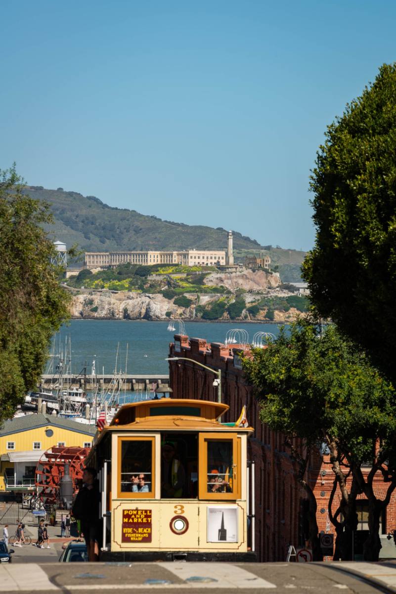 Alcatraz with iconic SF tram